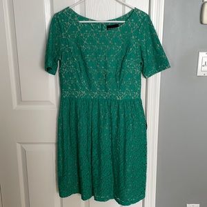 Cynthia Rowley Green Short-Sleeve Lace Dress